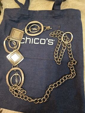 Chico's Metallic Statement Chain Belt - Antique Slivertone
